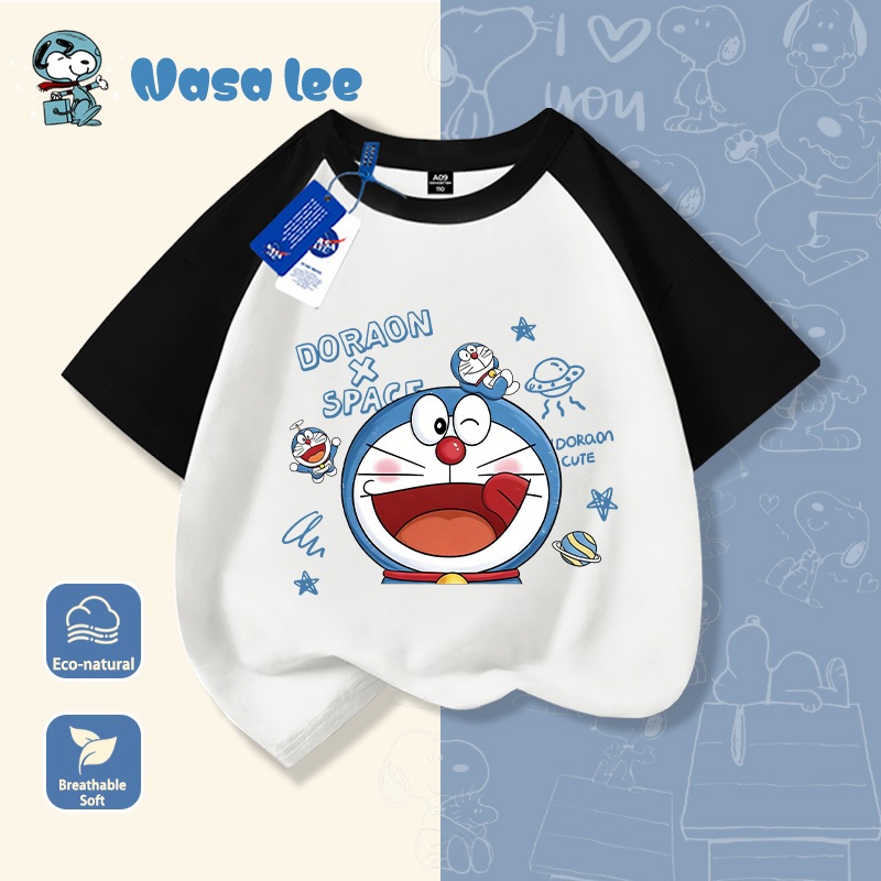 Áo thun Doraemon (Dora) trẻ em Cotton 100% tay ngắn – Mẫu mới Hè 2026 (Áo đôi gia đình)