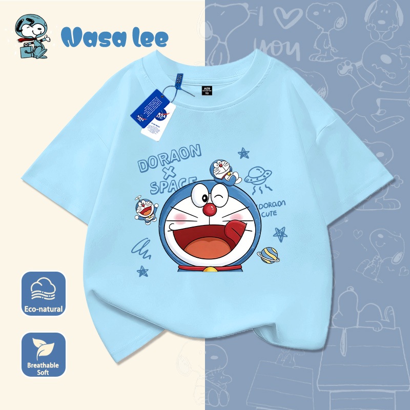 Áo thun Doraemon (Dora) trẻ em Cotton 100% tay ngắn – Mẫu mới Hè 2026 (Áo đôi gia đình)