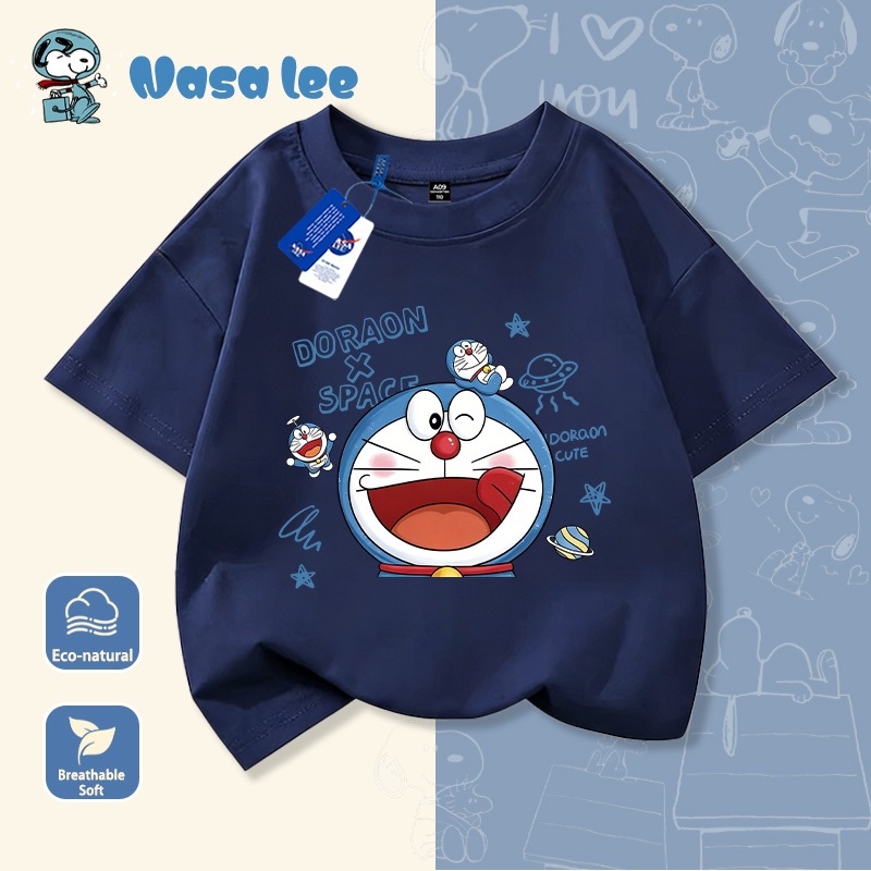 Áo thun Doraemon (Dora) trẻ em Cotton 100% tay ngắn – Mẫu mới Hè 2026 (Áo đôi gia đình)