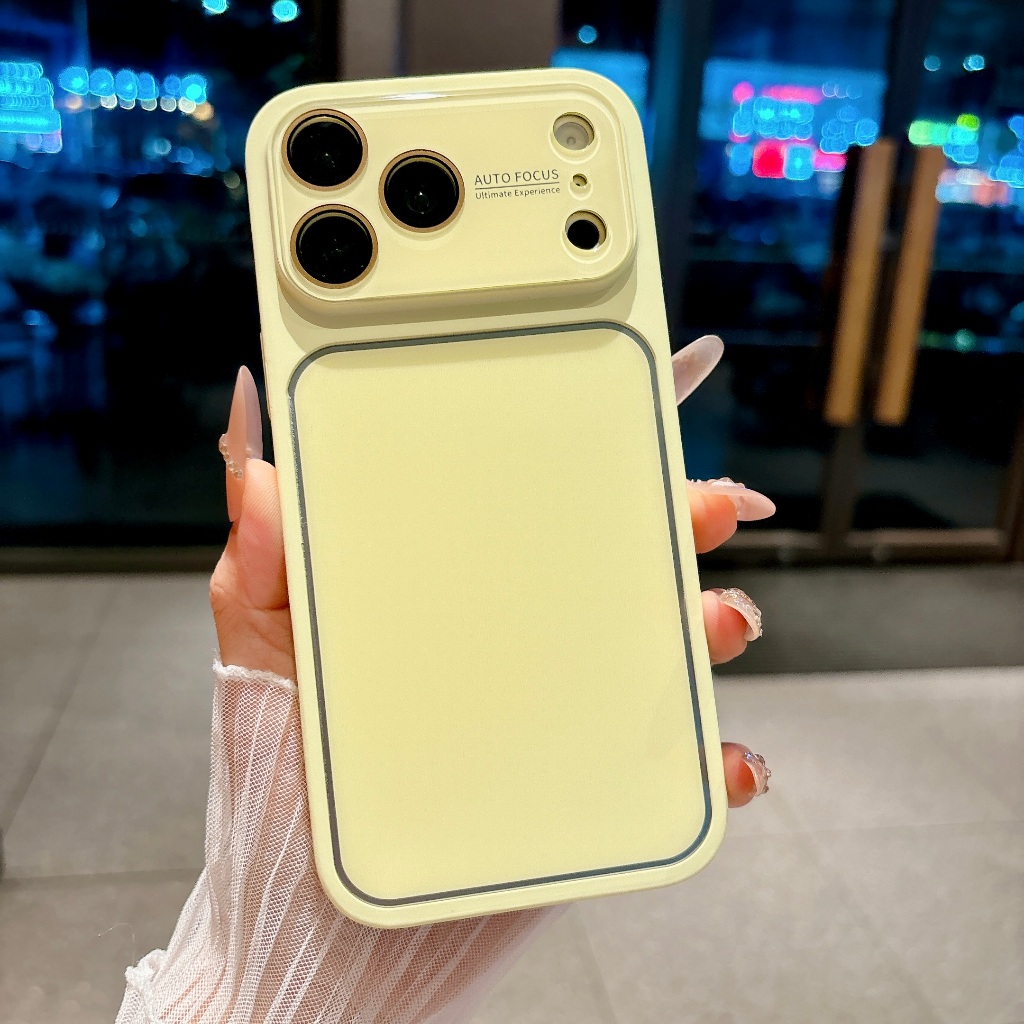 IPhone 17 Pro Max Cửa sổ lớn viền bạc và họa tiết hoàn thiện chải Vỏ điện thoại chất liệu Acrylic