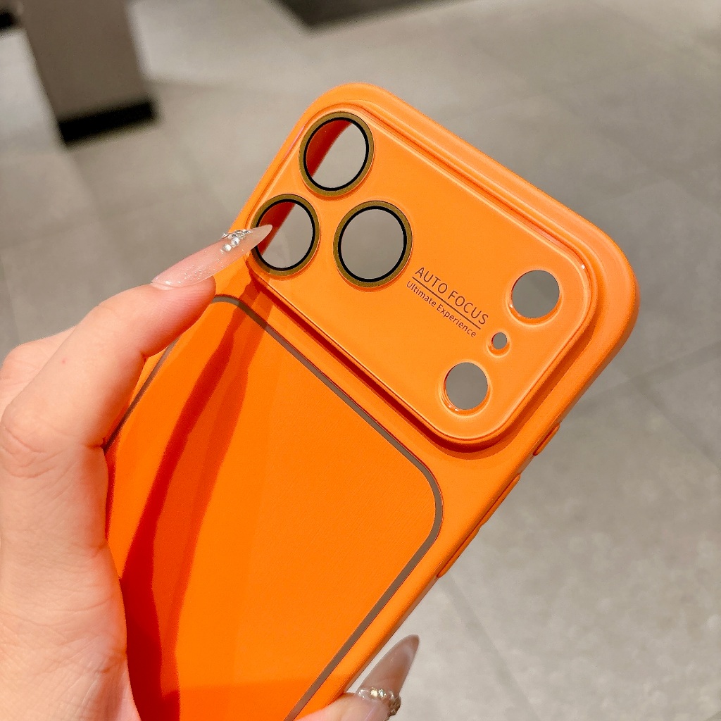 IPhone 17 Pro Max Cửa sổ lớn viền bạc và họa tiết hoàn thiện chải Vỏ điện thoại chất liệu Acrylic