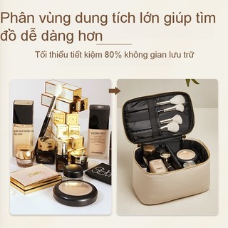 Hàng sẵn có Túi lưu trữ phong cách mới Da pu Túi đựng mỹ phẩm vuông di động Lưu trữ du lịch di động Dung tích lớn Túi đựng mỹ phẩm Cảm giác cao cấp