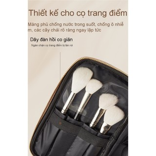 Hàng sẵn có Túi lưu trữ phong cách mới Da pu Túi đựng mỹ phẩm vuông di động Lưu trữ du lịch di động Dung tích lớn Túi đựng mỹ phẩm Cảm giác cao cấp
