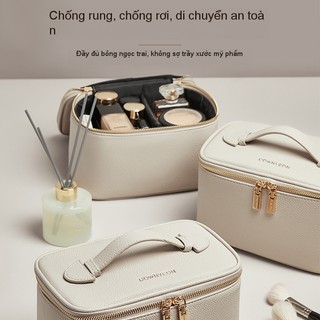 Hàng sẵn có Túi lưu trữ phong cách mới Da pu Túi đựng mỹ phẩm vuông di động Lưu trữ du lịch di động Dung tích lớn Túi đựng mỹ phẩm Cảm giác cao cấp
