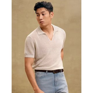 Mỹ Retro Seagull Cổ POLO Áo Sơ Mi Nam Cao Cấp Rời Tay Ngắn Ve Áo t-Shirt Dệt Kim Jacquard Kim Cương Top