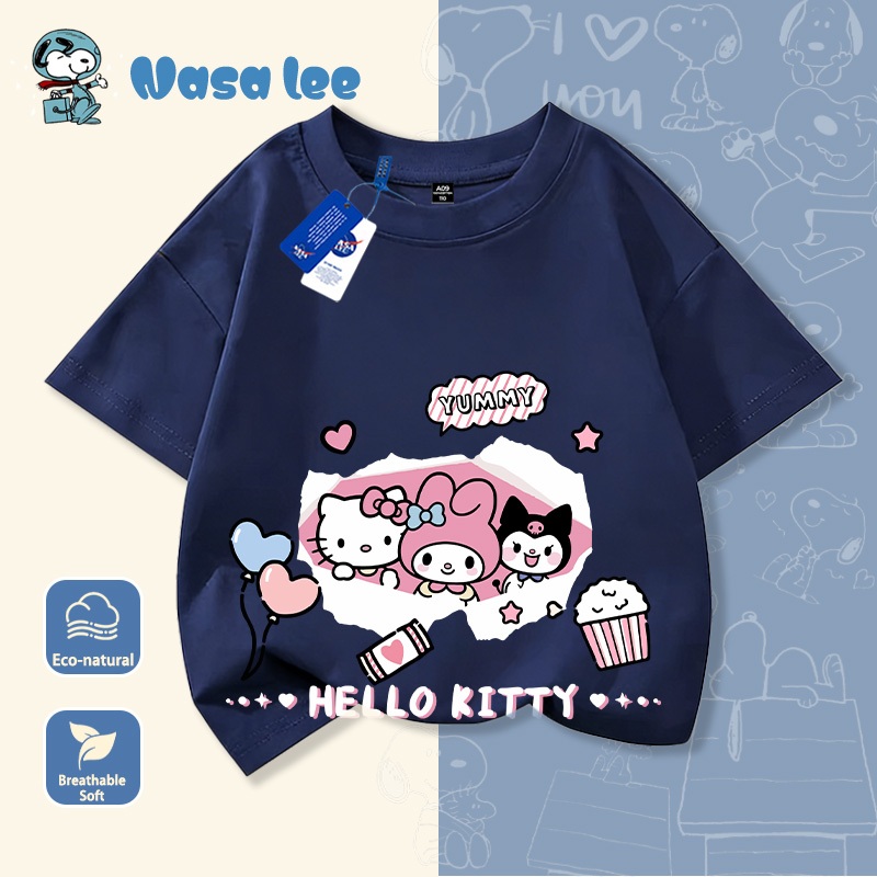 Áo thun My Melody (Sanrio) bé gái màu hồng Cotton 100% tay ngắn – Mẫu mới Hè 2026