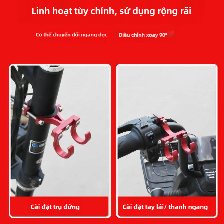 Móc treo đa năng SEAMETAL hợp kim nhôm cho xe máy, xe đạp; giá đỡ tay lái, kiểu đôi