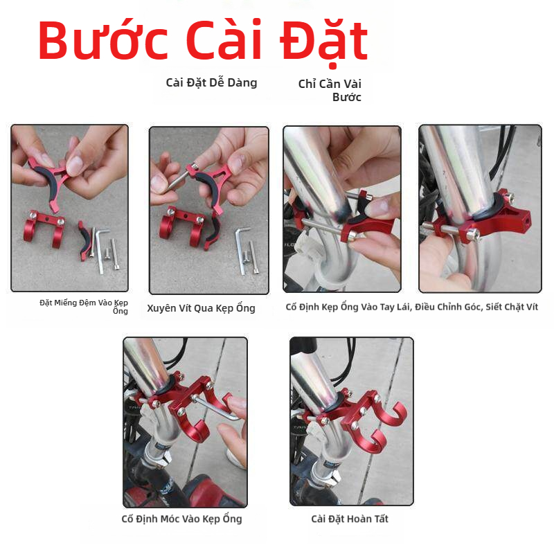 Móc treo đa năng SEAMETAL hợp kim nhôm cho xe máy, xe đạp; giá đỡ tay lái, kiểu đôi