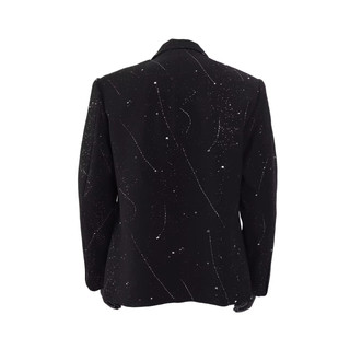 Áo vest blazer nam đen in sao có dây chuỗi trang trí, áo khoác phong cách Hàn y2k cá tính hàng ngày