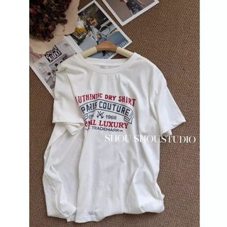 Áo thun nữ tay ngắn cotton in hình hoạt hình cổ tròn