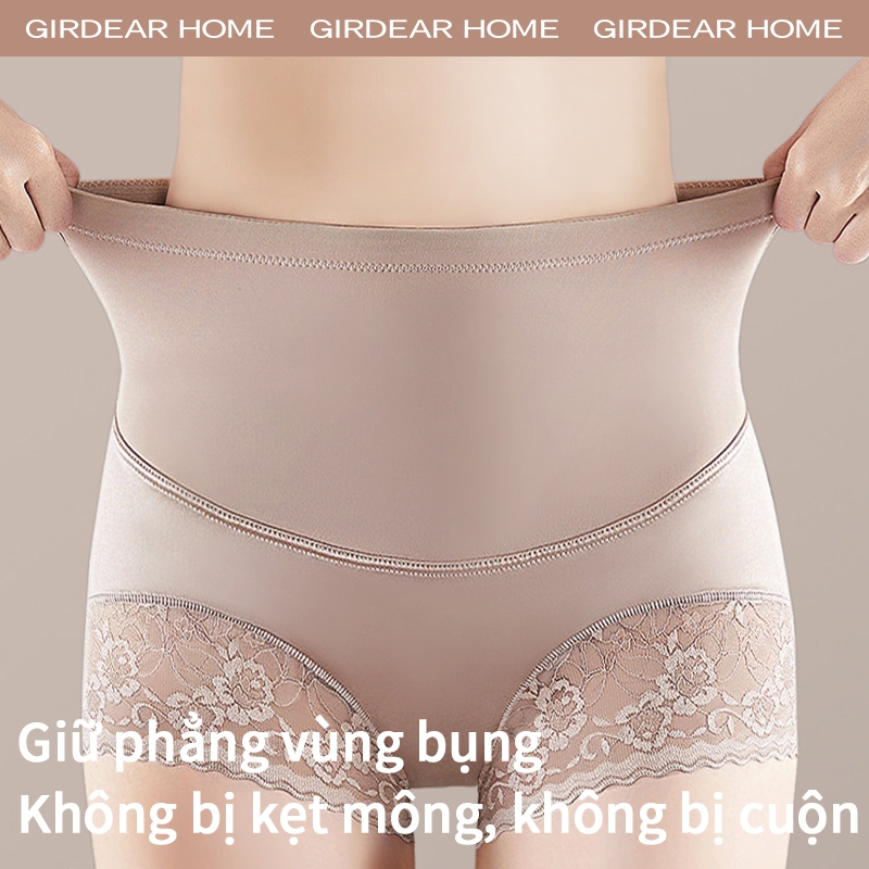 Girdear Home Thắt Lưng Nhà Cao Cấp Ren Bụng Kiểm Soát Quần Lót Nữ Cotton Đáy Không Đi Lên Sau Sinh Định Hình Hip Nâng Chống Phơi Quần Short An Toàn 3 Trong 1 Mùa Hè, 7611AC04