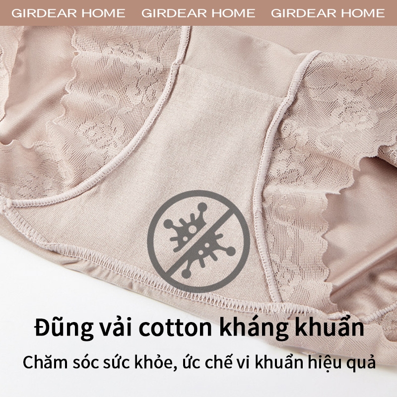 Girdear Home Thắt Lưng Nhà Cao Cấp Ren Bụng Kiểm Soát Quần Lót Nữ Cotton Đáy Không Đi Lên Sau Sinh Định Hình Hip Nâng Chống Phơi Quần Short An Toàn 3 Trong 1 Mùa Hè, 7611AC04