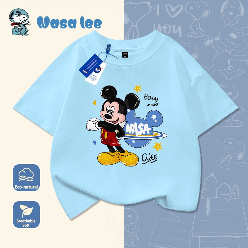 Áo thun NASA x Mickey Mouse (Disney) – Áo đôi gia đình Unisex Cotton 100% Mẫu mới 2026