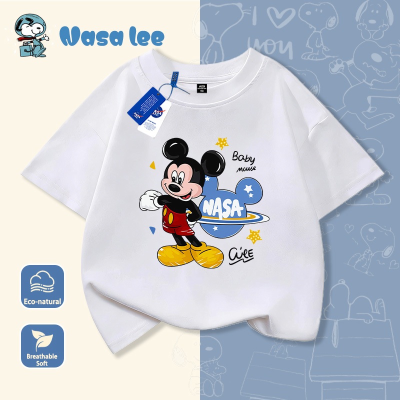 Áo thun NASA x Mickey Mouse (Disney) – Áo đôi gia đình Unisex Cotton 100% Mẫu mới 2026
