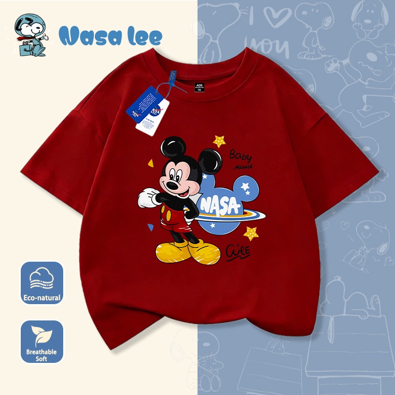 Áo thun NASA x Mickey Mouse (Disney) – Áo đôi gia đình Unisex Cotton 100% Mẫu mới 2026