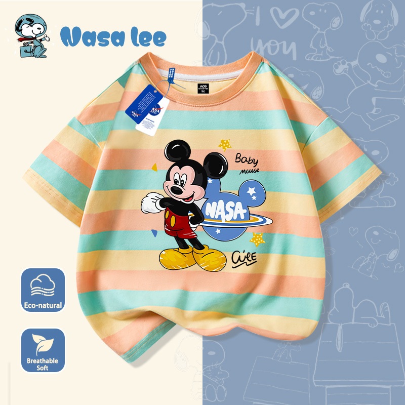 Áo thun NASA x Mickey Mouse (Disney) – Áo đôi gia đình Unisex Cotton 100% Mẫu mới 2026