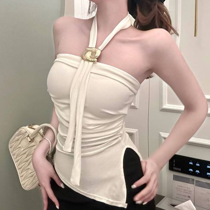 Pháp Gợi Cảm Dây Buộc Ren-Up Ống Top Áo Vest Nữ Một Vai Không Tay Camisole