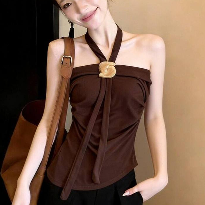 Pháp Gợi Cảm Dây Buộc Ren-Up Ống Top Áo Vest Nữ Một Vai Không Tay Camisole
