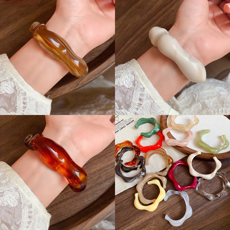Vòng tay mở Acrylic châu Âu - Cá tính & Cao cấp