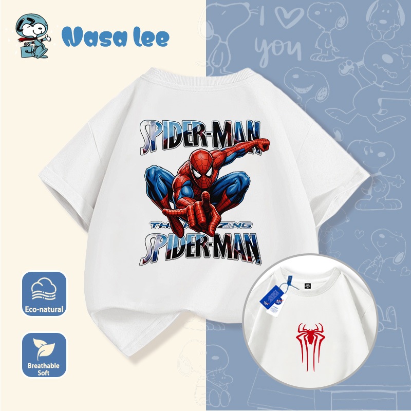 Áo thun NASA x Spider-Man (Marvel) bé trai Cotton 100% – Thiết kế phối màu (Color Block) phong cách Swag Hè 2026