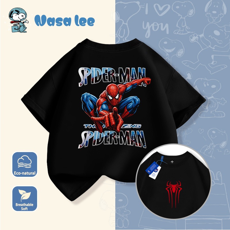 Áo thun NASA x Spider-Man (Marvel) bé trai Cotton 100% – Thiết kế phối màu (Color Block) phong cách Swag Hè 2026