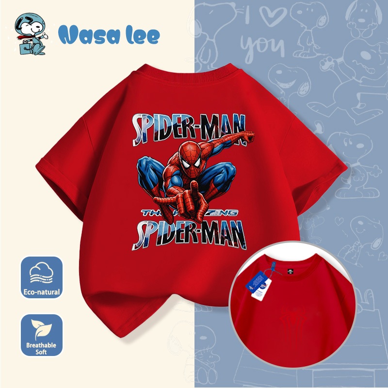 Áo thun NASA x Spider-Man (Marvel) bé trai Cotton 100% – Thiết kế phối màu (Color Block) phong cách Swag Hè 2026