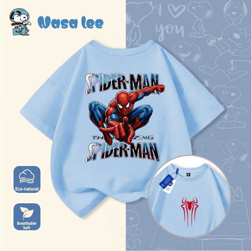Áo thun NASA x Spider-Man (Marvel) bé trai Cotton 100% – Thiết kế phối màu (Color Block) phong cách Swag Hè 2026