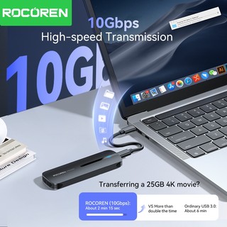 Ốp lưng SSD Rocoren M2 M.2 NVMe SATA SSD Enclosure Adapter 10Gbps USB 3.2 Gen2 USB C Vỏ ngoài Hỗ trợ M và B & M Key