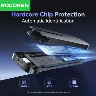 Ốp lưng SSD Rocoren M2 M.2 NVMe SATA SSD Enclosure Adapter 10Gbps USB 3.2 Gen2 USB C Vỏ ngoài Hỗ trợ M và B & M Key