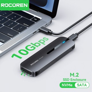 Ốp lưng SSD Rocoren M2 M.2 NVMe SATA SSD Enclosure Adapter 10Gbps USB 3.2 Gen2 USB C Vỏ ngoài Hỗ trợ M và B & M Key