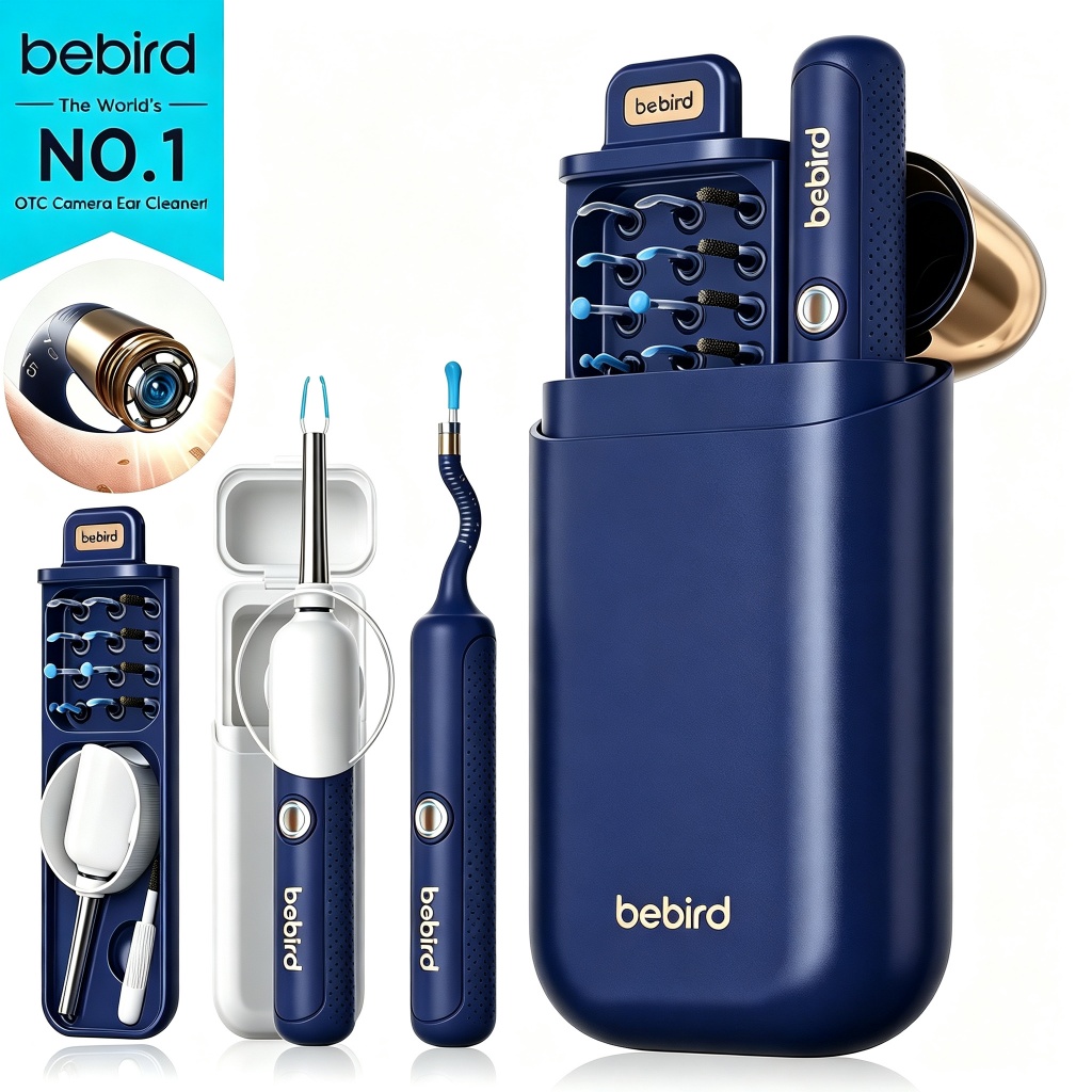 Bebird Earsight Plus Bộ Camera làm sạch tai | Nhíp tẩy sáp tai không đau + Đầu chống trầy xước | Borescope linh hoạt cấp y tế