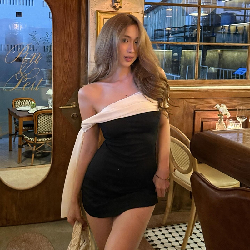 Cute New Váy Mini Cổ Chéo Lưới Ruy Băng Cho Các Cô Gái Mùa Hè