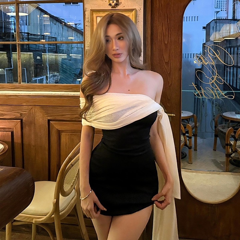 Cute New Váy Mini Cổ Chéo Lưới Ruy Băng Cho Các Cô Gái Mùa Hè