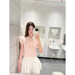 Áo polo nữ phong cách Hàn Quốc, họa tiết kim cương giả, cổ áo thun, form slim-fit, phù hợp mặc mùa hè