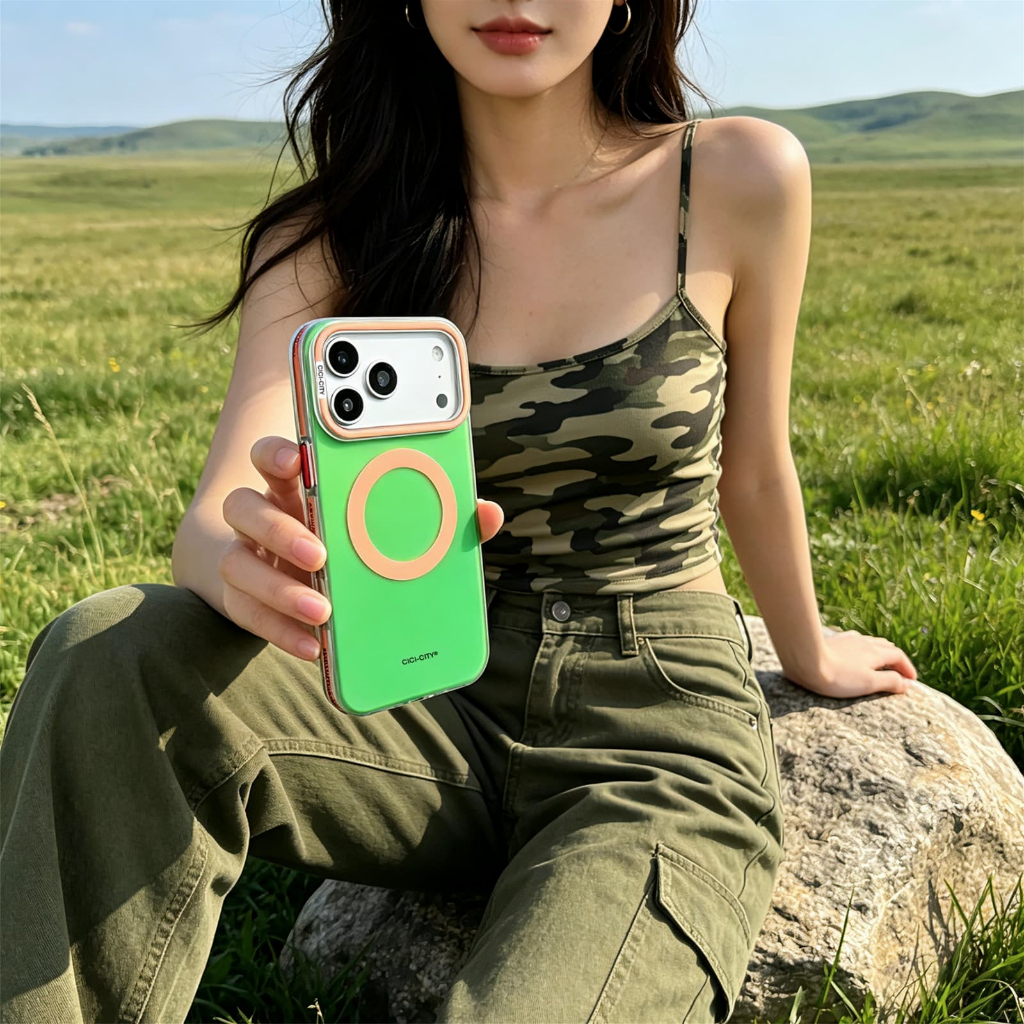 Ốp điện thoại từ tính IMD màu tương phản Vitality Thích hợp cho iPhone 17Promax 16Pro 15