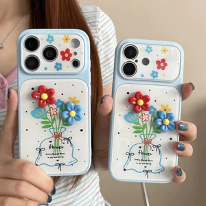 Ốp Điện Thoại Hoa Ba Chiều Ánh Sáng Xanh Thích Hợp Cho iPhone 17Promax 16Pro 15 14 Vỏ Bảo Vệ