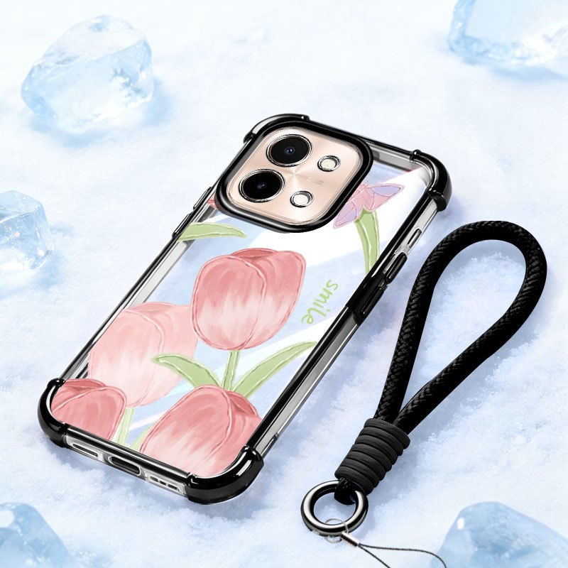 Ốp Lưng YBD Cho Vivo Y05 Y11D Y21 Y11 Y36 Y27 Y27S 5G 4G Chống Rơi Vỏ Cao Cấp Hoa oải Hương Tulip
