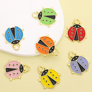 10 Chiếc Nhiều Màu Nhỏ Giọt Dầu Dễ Thương Bọ Rùa Quyến Rũ Xuyên Biên Giới Phụ Kiện Trang Sức Thời Trang, 7 Màu Côn Trùng Cánh Cứng Hợp Kim Mặt Dây Chuyền Cho DIY Vòng Cổ Vòng Tay Bông Tai Móc Khóa