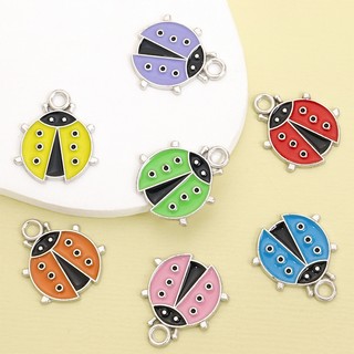 10 Chiếc Nhiều Màu Nhỏ Giọt Dầu Dễ Thương Bọ Rùa Quyến Rũ Xuyên Biên Giới Phụ Kiện Trang Sức Thời Trang, 7 Màu Côn Trùng Cánh Cứng Hợp Kim Mặt Dây Chuyền Cho DIY Vòng Cổ Vòng Tay Bông Tai Móc Khóa
