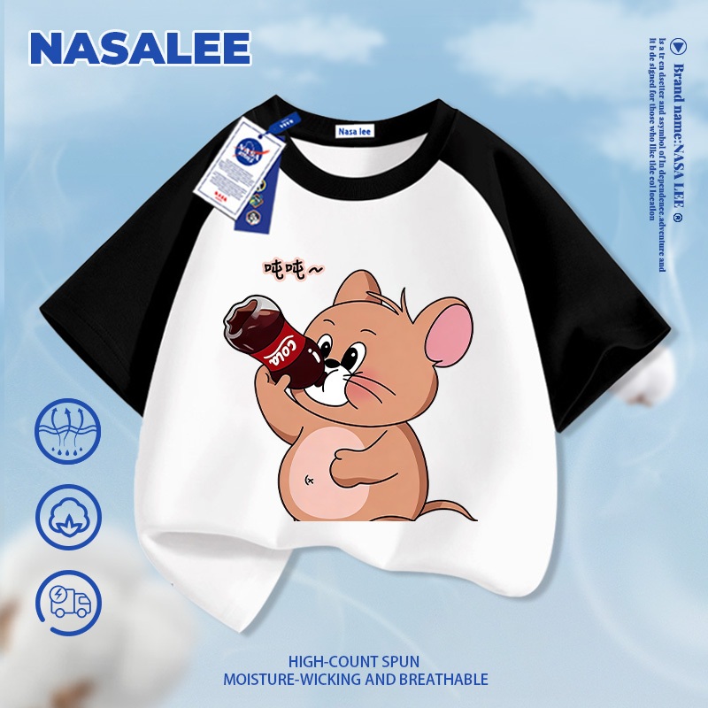 [Giao hàng trong ngày] Quần short thông thường màu xám cho trẻ em NASA Họa tiết chuột hoạt hình mùa hè 2026 Quần lót thoáng khí cho bé trai bé gái