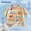 Áo thun Cotton nguyên chất màu đen thoáng khí cho trẻ em Họa tiết hạnh phúc không khí 3-16 tuổi Áo sơ mi ngắn tay dáng rộng thông thường