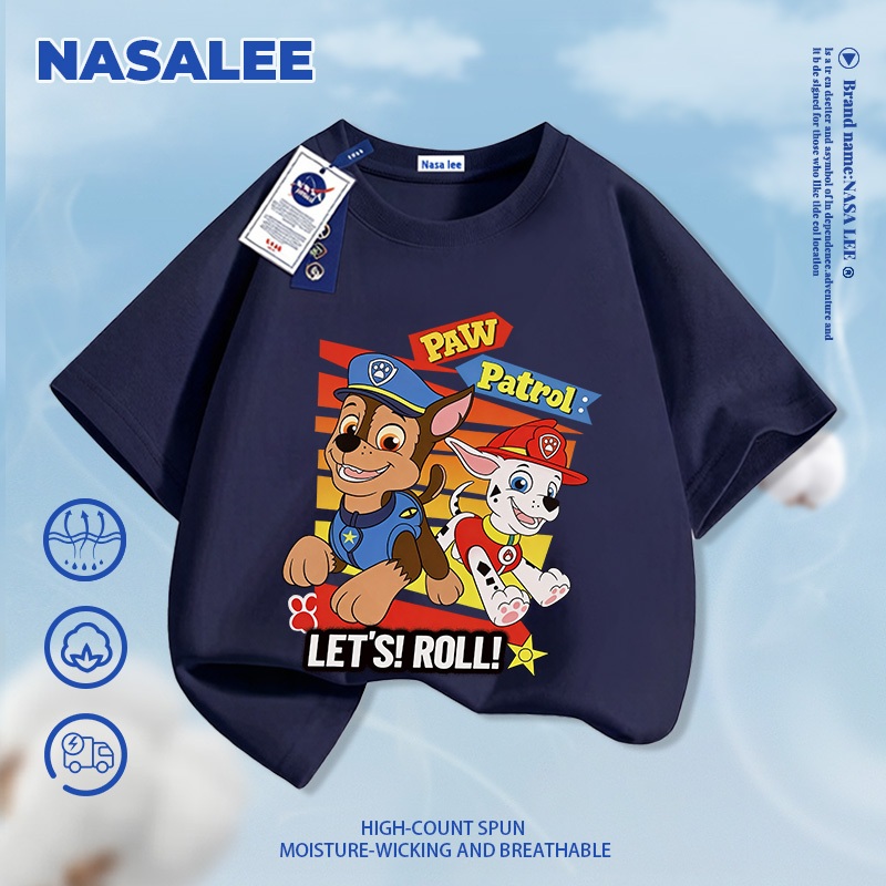 [Giao hàng trong ngày] Quần short thường ngày màu xám dành cho trẻ em NASA Phim hoạt hình mùa hè 2026 Puppy Paws Họa tiết bé trai bé gái Đáy thoáng khí