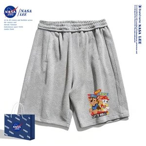 Quần short thường ngày màu xám dành cho trẻ em NASA Phim hoạt hình mùa hè 2026 Puppy Paws Họa tiết bé trai bé gái Đáy thoáng khí