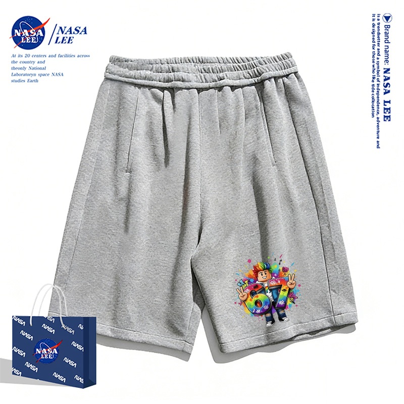 [Giao hàng trong ngày] Quần short thông thường màu xám cho trẻ em NASA Phim hoạt hình mùa hè 2026 67 họa tiết Bé trai Bé gái Đáy thoáng khí