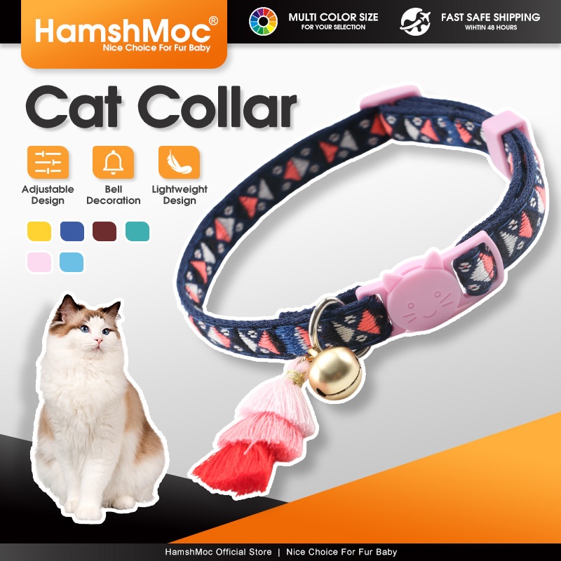 HamshMoc Cổ Mèo Ly Khai Cho An Toàn Phát Hành Nhanh Với Chuông Mềm Có Thể Điều Chỉnh Thú Cưng Mèo Con Vòng Cổ Vòng Cổ