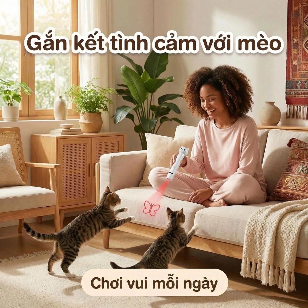 Đồ chơi Laser ba trong một có chức năng sạc USB, thích hợp cho mèo và chó