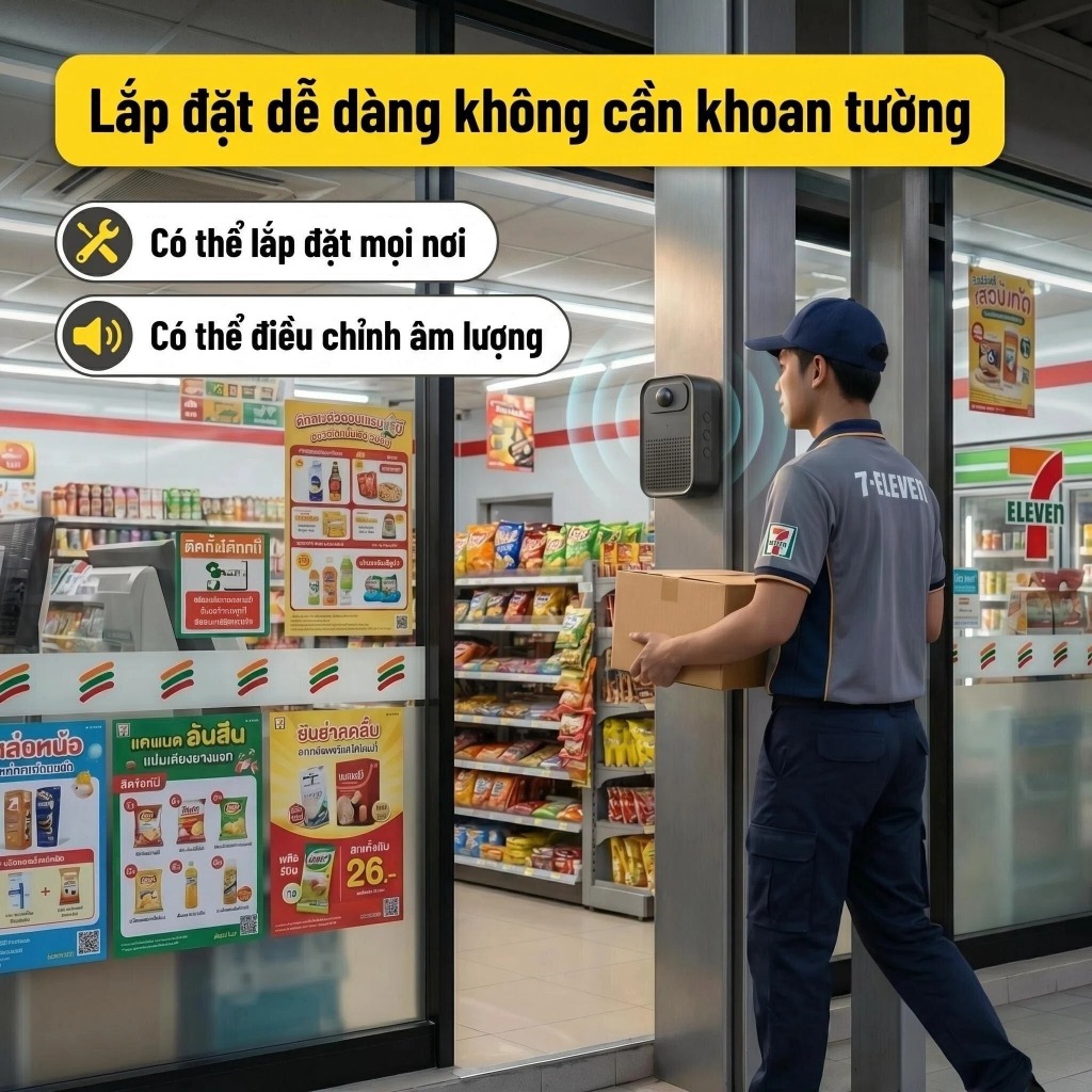Chuông cửa được chào đón, Chuông cửa cảm biến tự động, Cài đặt yêu thích tùy chỉnh, Có thể được tùy chỉnh bằng giọng nói