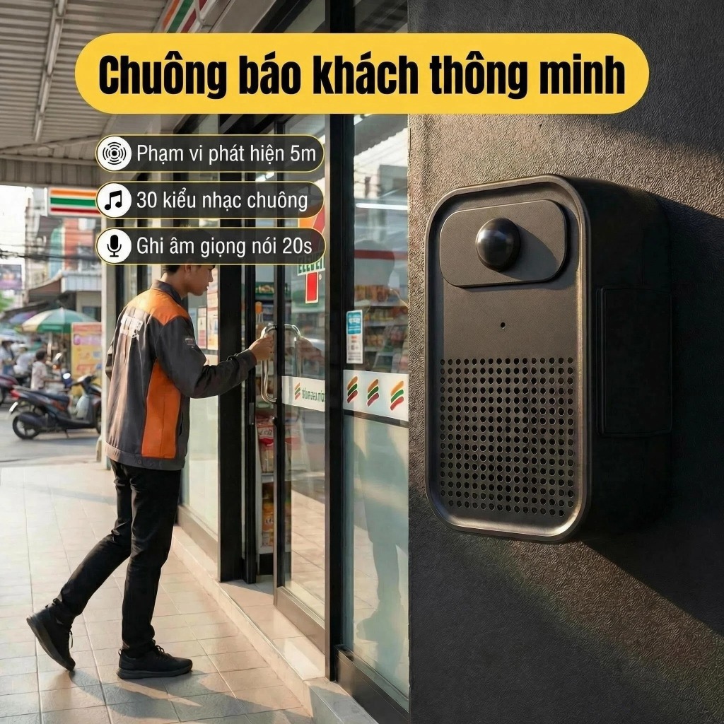 Chuông cửa được chào đón, Chuông cửa cảm biến tự động, Cài đặt yêu thích tùy chỉnh, Có thể được tùy chỉnh bằng giọng nói