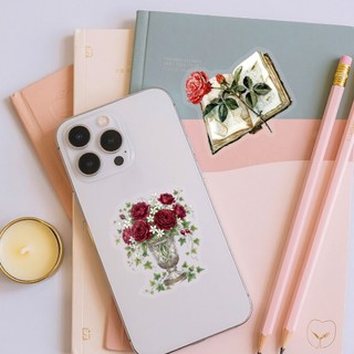 Bộ 50 Trong Suốt Retro Hoa Hồng Miếng Dán Trang Trí Máy Tính Chống Thấm Nước PET Miếng Dán Đồ Chơi Trẻ Em