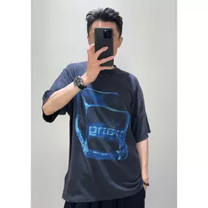 Áo thun ngắn tay cỡ lớn phong cách Unisex 2026 AW có hình khối băng in hình hợp thời trang
